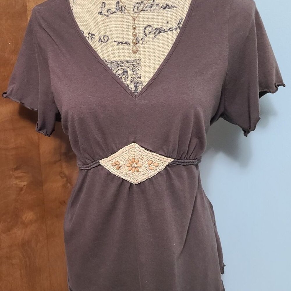 Baby Doll Top with beaded trim. 18-20 size